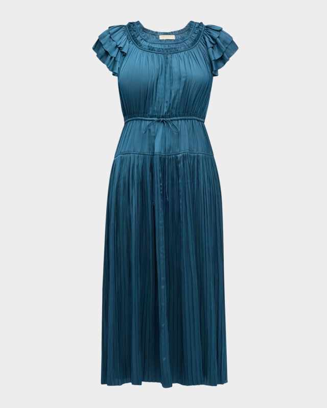 Kalesta Pleated Ruffle Mini Dress